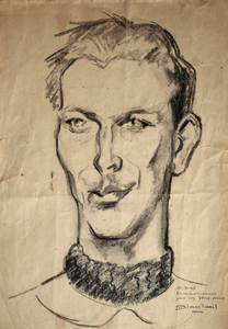 43 Getekend portret van P. van Dijck door Roland Blanloeil