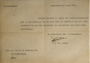 80 Brief van de Commandant der Pantserschool aan de Vierde Geneeskundige Afdeling van de Mauritskazerne