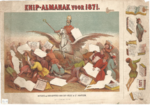 centpr.3 Knip-Almanak voor 1871 (in hoes met centpr.2 en 1) (St.Nicolaas op Pegasus M, kinderen met kalenders L. en R, ...