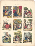 centpr.34 Kindliche Scenen No 54 (in hoes met 31,32,33) (3 rijen van 3 prentjes zonder tekst), ca. 1850