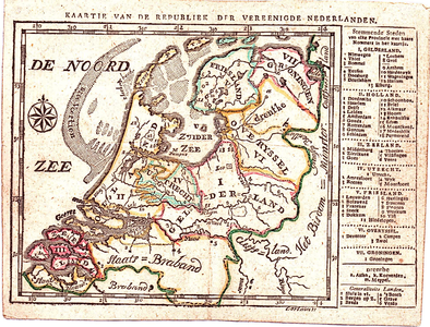 D18-70 Kaartje van de Republiek der Vereenigde Nederlanden , 1788