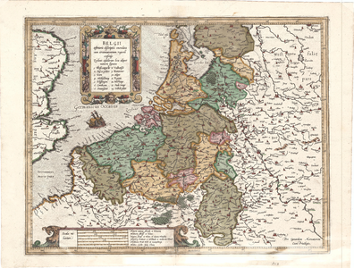 16-15 Belgii inferioris emendata cum circumiacentium regionu confinijs Zeelant insularum loqua alicot numeris signata ...