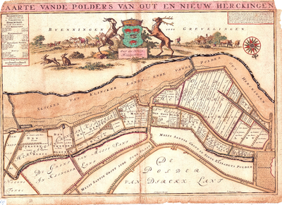D17-32 Caarte vande polders van Out en Nieuw Herckingen , 1697