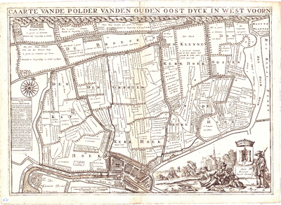 D17-39 Caarte vande polder vanden Ouden Oost Dyck in West Voorn , 1698
