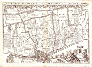 D17-39 Caarte vande polder vanden Ouden Oost Dyck in West Voorn , 1698