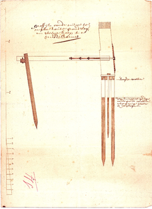 A19-03 Proffijl vande nieuwe te make houte grondslag, en steene kaey te Middelhar-nas , 1800 (circa)
