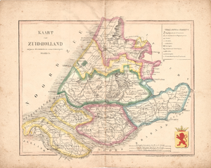B19-41 Kaart van Zuid-Holland volgens de nieuwste en nauwkeurigste Stukken (in hoes bij B19-42), 1841