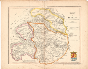 B19-42 Kaart van Zeeland volgens de nieuwste en nauwkeurigste Stukken (in hoes bij B19-41), 1841