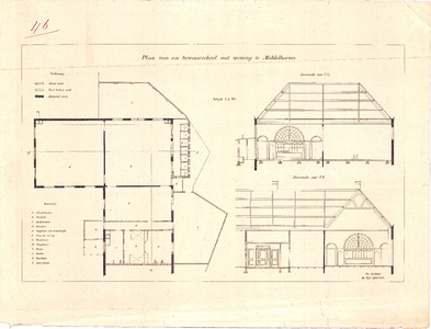D19-13 Plan van een bewaarschool met woning te Middelharnis , 1886