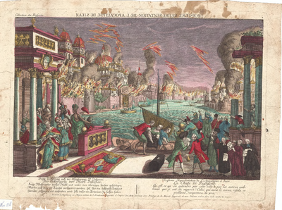 Optica 2 Vue du Palais Roiale à Bruxelles. Prospect des Köningl. Palasts zu Brüssel. (in hoes met Optica 3) (plein met ...