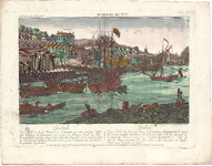 Optica 31 Quebeck (in hoes met Optica 30) (groot zeegaand schip M. met aken L. en stad aan de overzijde), ca. 1770