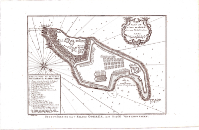 J18-10 Plan de l'Isle de Goré avec ses fortifications (in een hoes met J18-06 en 09) (zie ook J17-07 + 08), 1747