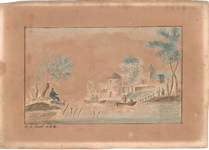 J19-42 Geen titel (riviergezicht met 2 bootjes), 1843