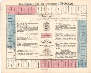 J19-68 Aardrijkskundig spel over de provincie Zuid-Holland , ca. 1880