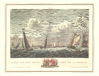 J18-19a Haven van den Briel (Maas met zeilschepen en de stad Den Briel in het verschiet), ca. 1785