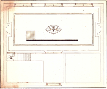 J19-34 geen (bovenverdieping Raadhuis Middelharnis) (ontwerp raadzaal met archiefruimte, opgang, vestibule met deur ...