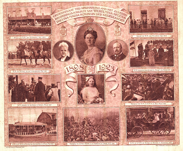 J20-A25 Gedenkplaat ter herinnering aan het zilveren regeringsjubileum (fotocollage), 1923
