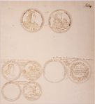 JMD-OP-0019 Tekening, Gedenkpenningen, tekeningen naar penningen van Willem III en Louis XIV van Frankrijk.