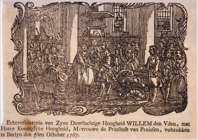 JMD-OP-0089 Gravure, Huwelijk van Willem V en Wilhelmina van Pruissen.
