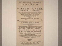 JMD-OP-0187 Boekdruk, Titelpagina van boek over de inhaling van Willem IV en Anna door de Gedeputeerde Staten. van Friesland.