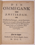 JMD-OP-0483 Boekdruk, Boekje: 'DEN OMMEGANK Van AMSTERDAM, ofte Onderrichtinge, over het versekeren van eenighe ...
