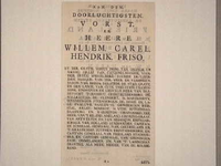 JMD-OP-0667 Boekdruk, Opdracht-blad uit een boek opgedragen aan Willem IV door T. van Dessel.