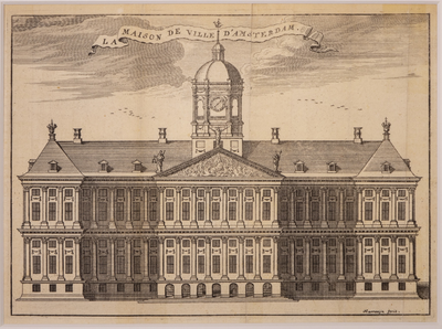 JMD-OP-0673 Kopergravure, topografie: Het Stadhuis te Amsterdam.