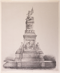JMD-OP-0705 Litho, topografie: Standbeeld op plein 1813 te 's Gravenhage.