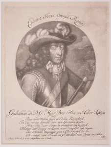 JMD-OP-1331 Mezzotint, Willem III, stadhouder koning van Oranje-Nassau