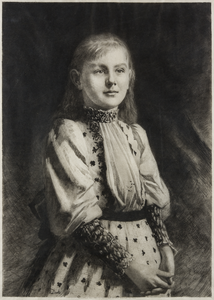 JMD-OP-1581 Ets, Prent, Portret Wilhelmina Helena Paulina Maria