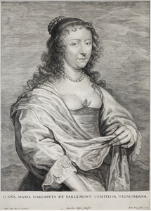 JMD-OP-1597 Kopergravure, Maria Margaretha van Barlaymont