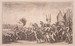 JMD-OP-1623b Gravure, Franse wreedheden in een Hollands stadje. (Bodegraven en Zwammerdam)