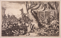 JMD-OP-1623g Gravure, Franse wreedheden in een Hollands stadje. (Bodegraven en Zwammerdam)