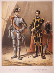 JMD-OP-1702 Chromolitho, Lodewijk van Nassau en Francois de la Noue in harnas, klaar voor een strijd (?).