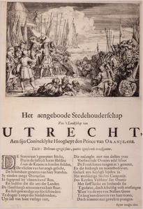 JMD-OP-1715 Ets, Allegorie op het aanbod Stadhouderschap Utrecht aan Willem III.