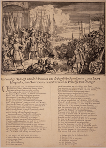 JMD-OP-1716 Ets, Allegorie op de Glorius Revolution, Ootmoedige Opdracht van de Memorien van de Engelsche Protestanten, ...