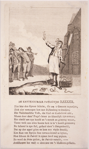 JMD-OP-1737a Tekening, DE KATTENBURGER PATRIOTJES BAKKER originele tekening (?) en prent.