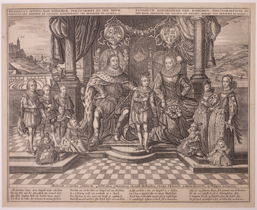 JMD-OP-1746 Ets, Prent, Gezin van Frederik V & Elisabeth Stuart van Bohemen van de Palts