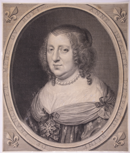 JMD-OP-1827 Kopergravure, Anne van Oostenrijk, Koningin van Frankrijk
