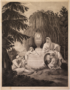 JMD-OP-1863 Aquatint, Zinneprent op de dood van Willem V.