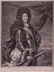 JMD-OP-2022 Kopergravure, Louis XIV (de Zonnekoning) Koning van Frankrijk