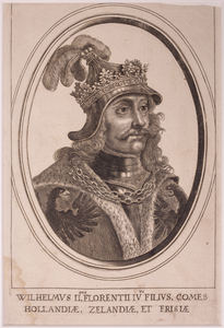 JMD-OP-2118 Ets, Prent, Willem II Graaf van Holland (Rooms Koning 1247 - 1256)