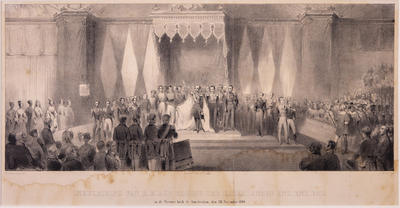 JMD-OP-2196 Litho, INHULDIGING VAN Z.M. ALS KONING DER NEDERLANDEN ENZ. ENZ. ENZ. in de Nieuwe Kerk den 28 November 1840. 