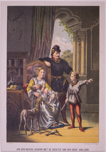 JMD-OP-2244 Chromolitho, Jan van Nassau, gehuwd met de dochter van de graaf Van Loon