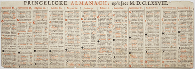JMD-OP-2277 Boekdruk, Prinselijke almanak op het jaar 1678