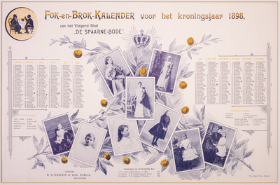 JMD-OP-2328 Litho, Kalender kroningsjaar 1898, Wilhelmina