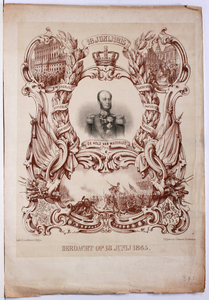 JMD-OP-2452 Litho, Herdenkingsprint van de held van Waterloo (Willem II) 50 jaar na dato, 1865.
