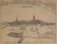 JMD-T-052 Gravure, Topografische kaart stad Groningen; aangezicht