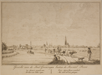 JMD-T-055 Gravure, Topografische kaart stad Groningen; aangezicht