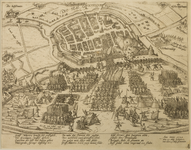 JMD-T-165 Gravure, Topografische kaart stad Groningen, historie; belegering